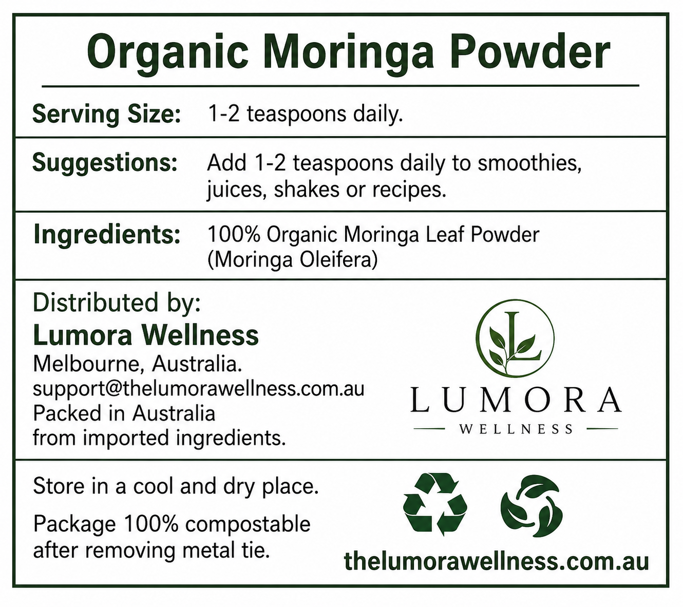 Organic Moringa Superfood Powder
